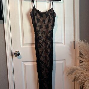 Lovely Day Black Lace Overlay Nude Slip